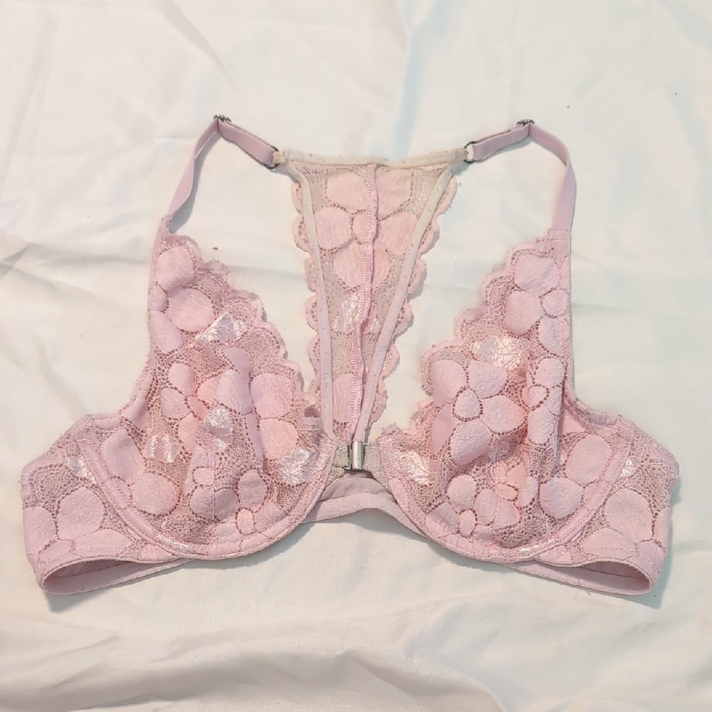 Happy Pink Lace Racerback Underwire Bra